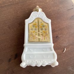 Vintage Avon  Milk Glass Wardrobe Shape Bath Oil Bottle
