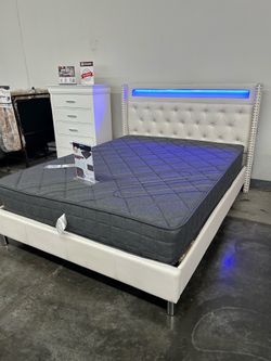 New Queen bed frame with mattress