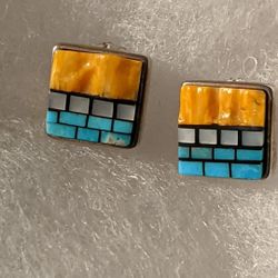 NATURAL STONES STERLING SILVER EARRINGS 