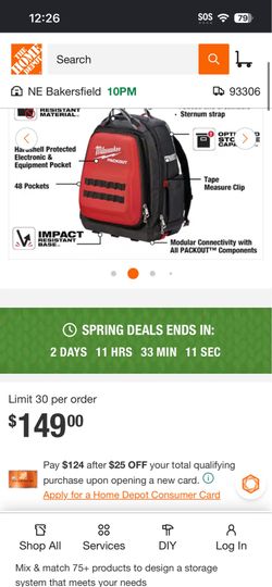 Electrician Milwaukee pack out backpack