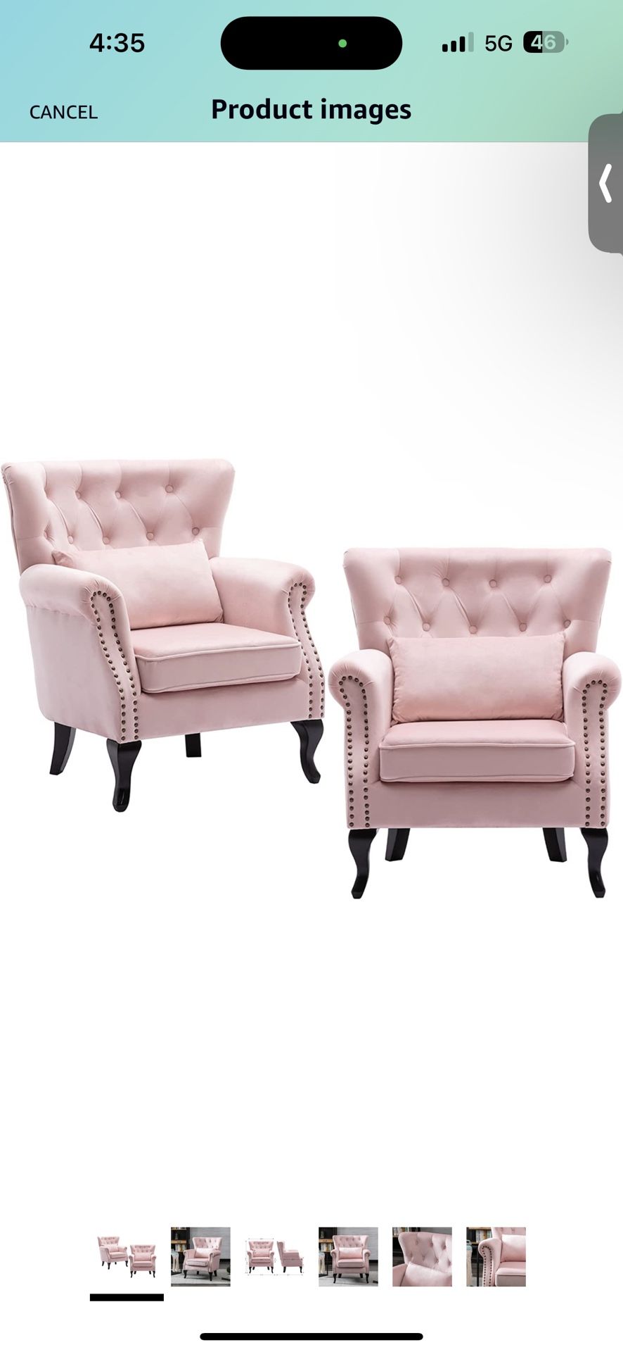  Mid-Century Modern Accent Chairs Set of 2, Comfy Tufted Single Sofa Chair Wingback Armchair with Pillow for Club, Living Room, Bedroom - Velvet, Pink