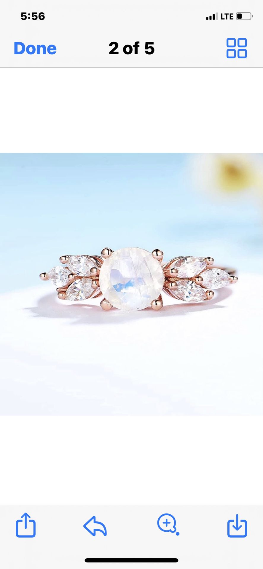 New! 1.25CT Genuine Moonstone & Genuine White Sapphire Gemstone Promise Ring, Please See Full Details 🦋