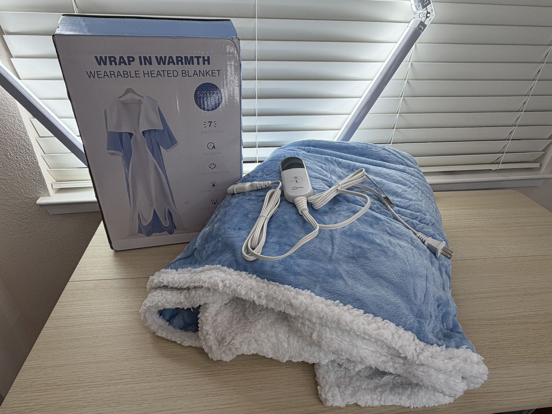 Brand New DailyLife Wearable Heated Blanket, 52” × 72” Full body electric heated robe, Electric Blanket with Foot Pocket & Sleeves – 7 Heat SKU242-S1