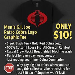 🔥 G.I. Joe Retro Cobra Logo T-Shirt – Black w/ Red Print – $10 🔥
