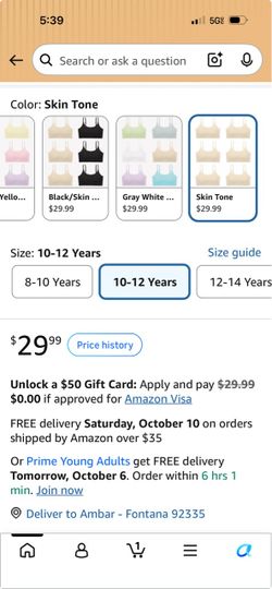 Girls Skin Tone Bralette Set Size 10-12