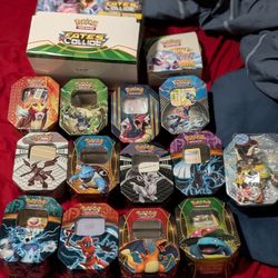 Pokemon Tins And Pins Collection.