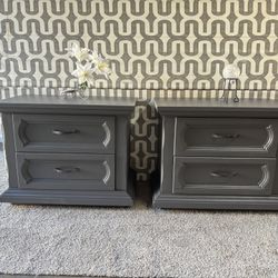 2 nightstand’s modern gray two drawers 