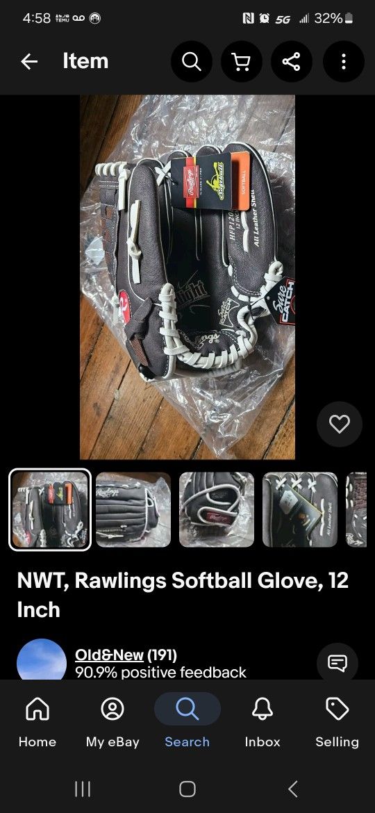 NWT, Rawlings Softball Glove, 12 Inch