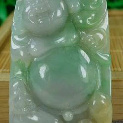 Myanmar Jadeite Jade TypeA Pendant Happy Buddha. 