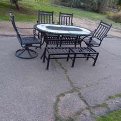 Patio Furniture Table and 4 Chairs & Bench