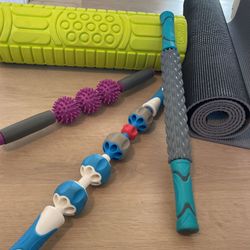 Yoga Mat and Muscle Massage Rollers