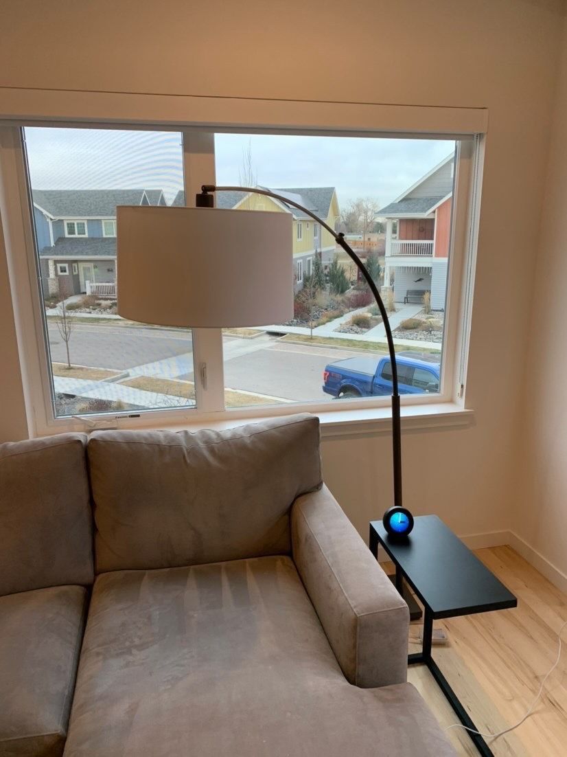 Crate & Barrel Arc Floor Lamp with White Shade
