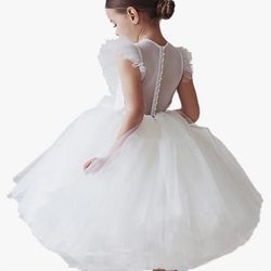 toddler girl Flower Girl Dress Girl Tutu Birthday Party Wedding Pegeant Gown 4T