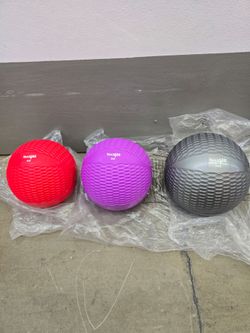 Yes4All 6, 8, 10 lbs Soft Weighted Toning Balls Diamond Knurl Red, purple, gray.