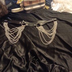 Leather Belt with Silver Chains attached! 