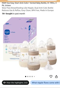 MAM 5oz Easy Start Anti-Colic+ Vented Baby Bottle, 4 Pack