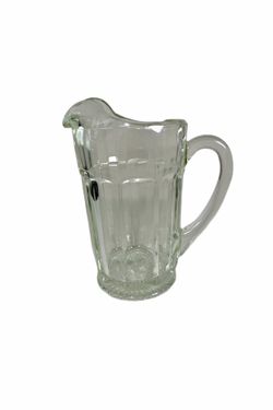 Vintage Glass Heavy Thick Water Lemonade Beverage Serving Pitcher.