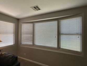 White Faux Wood Window Blinds Set
