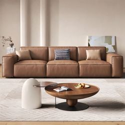 Special Offer!Glam 3-seater Upholstered Brown Leather Modular Sofa Couch. Modern Leather-Covered Sofa, crafted with sophistication and comfort in mind