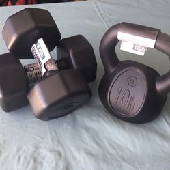 New 3pcs Set 10lbs Kettlebell and Dumbells Weight 