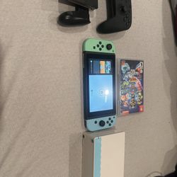 Animal Crossing Nintendo Switch With Dock And Controllers. 