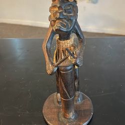 OMA Primitive Tiki Man Statue Playing Drums Tiki Bar Tribal Statue Home Decor