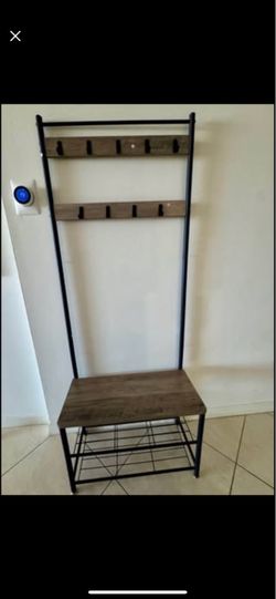 Shoe Storage Bench with Coat Rack