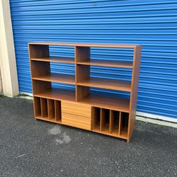 Mid Century Modern Danish Teak Record Shelf 