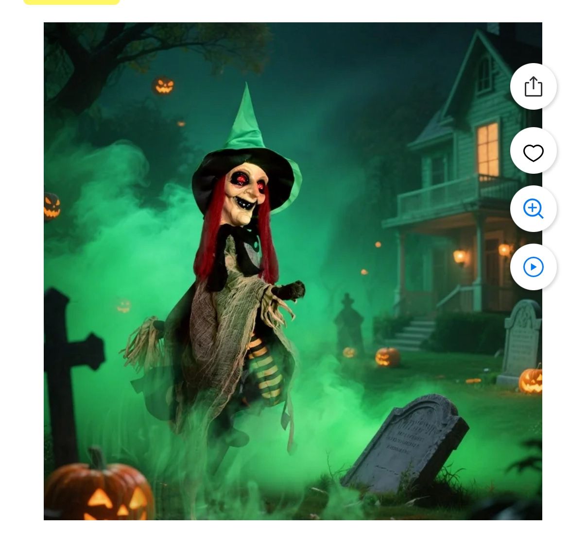 Halloween LED Light-Up Flying Witch on Broomstick, Realistic Sound & Motion, Scary Animated Decoration with Kicking Legs for Yard, Party, Haunted Hous