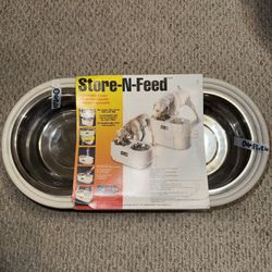 Store-N-Feed Adjustable Raised Dog Bowl/Dog Feeder & Dog Food Storage Container