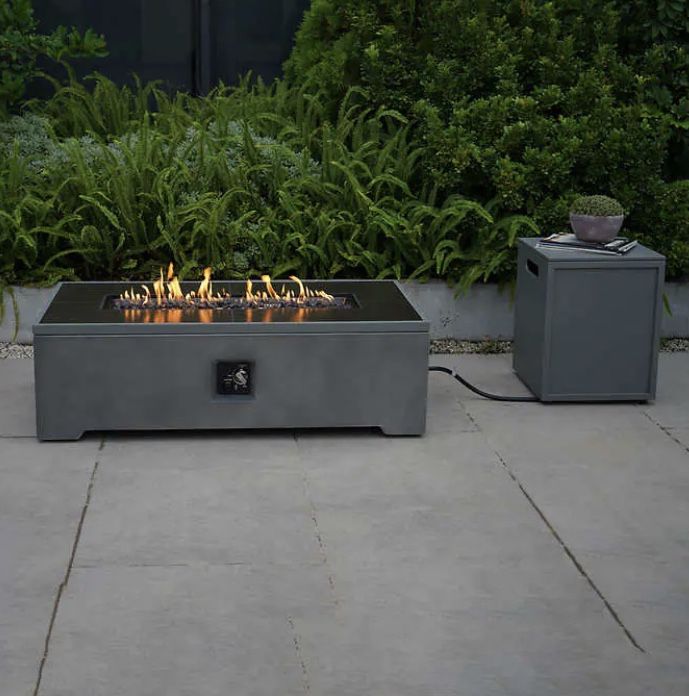 Bond Rectangle Faux Concrete Fire Pit with Tank Hideaway
