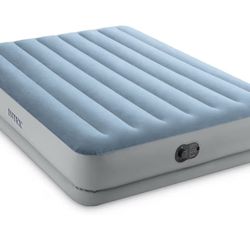 Intex 64159E Dura-Beam Plus Mid-Rise Air Mattress: Fiber-Tech - Queen Size - Built-in USB Electric Pump - 14in Bed Height - 600lb Weight Capacity