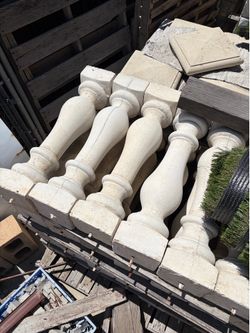 Concrete balustrades, columns, pots ($100 per foot or $3k total)