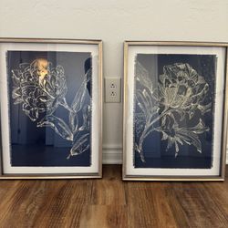 Pair of Framed Art Prints "Golden Flower Folklore I & II" by Asia Jensen 