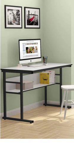 White Computer Office Desk With Shelf