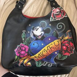Disney Purse - Mickey Mouse With Blue Heart And Roses