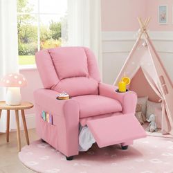 Kids Recliner Chair PU Leather Reclining Toddler Push Back Sofa Ages 1-6