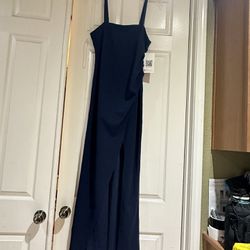 Navy Blue Plus Size Prom Dress 