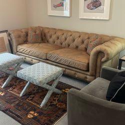 Tan / Brown  Leather Sofa