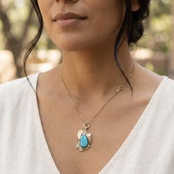 Turquoise Necklace With Gold Plated Chain 20”