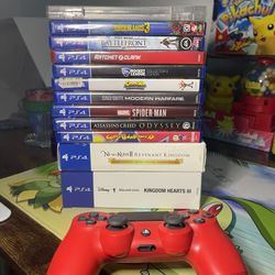 PS4  Controller And 12 Games
