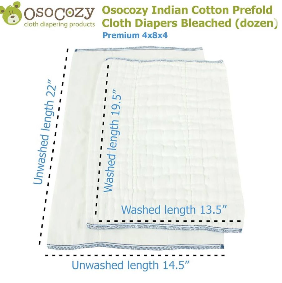 Osocozy Cotton Prefold Cloth Diapers 