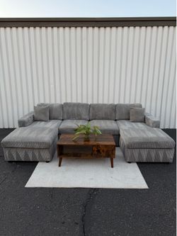 Gray Corduroy Sectional Couch
