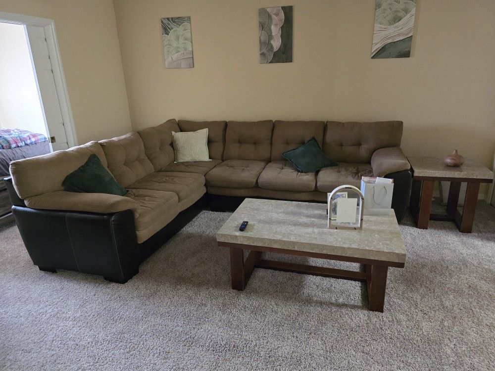 Sectional With Both Wooden Tabels (Real Wood)