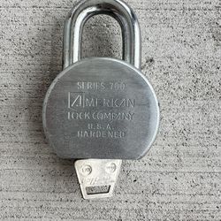Vintage American Lock Company Series 700 Padlock Hardened Steel USA With Key