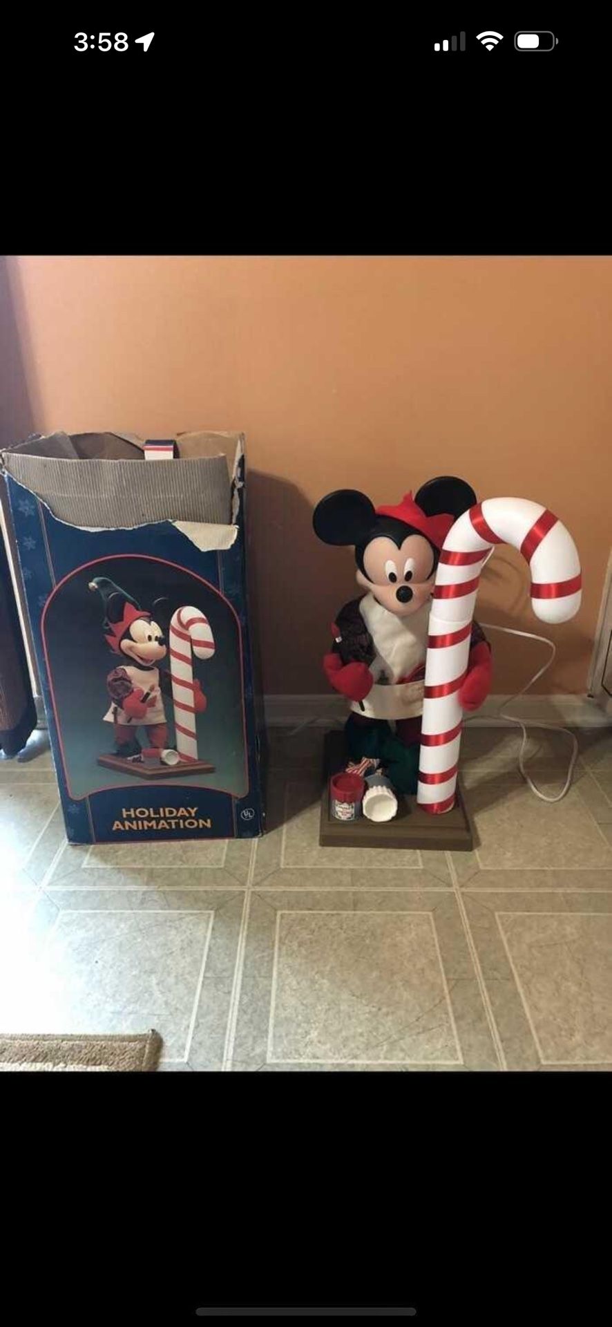 vintage Santa best Christmas animated Mickey mouse painting candy cane workshop