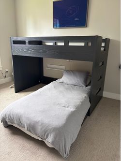 Crate and Barrell twin over twin bunk bed