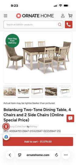 Ashley furniture dining table 6 chairs