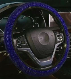 Blue Rhinestone Steering Wheel Cover