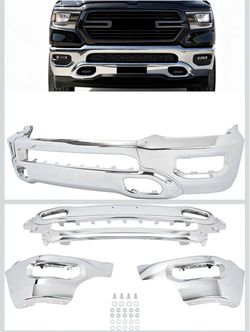 For 2019-2024 RAM 1500 Pickup Front Bumper Face Bar Chrome 5ZB88SZ0AD CH1002407